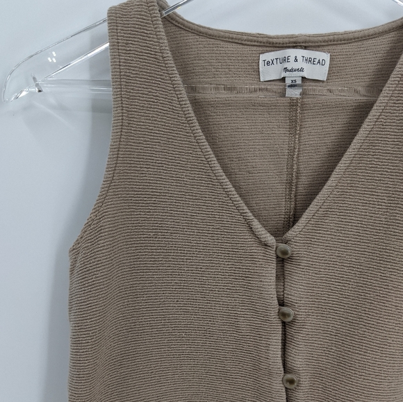 Madewell Button Front Tie Tank Telluride Stone XS - Picture 4 of 8